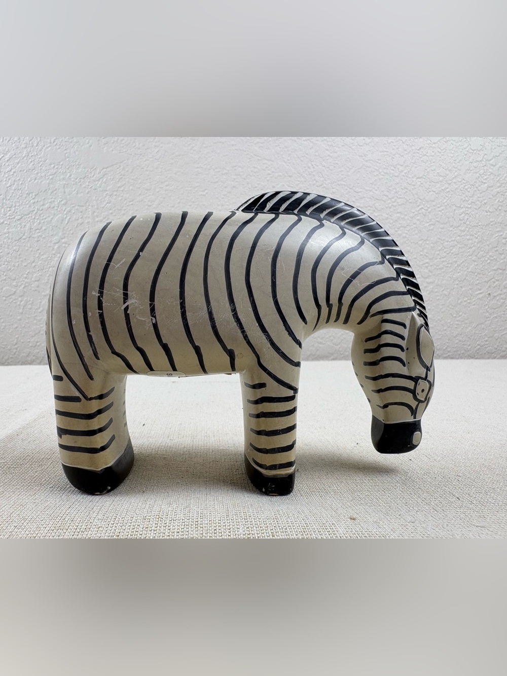 Vintage RARE Hand-carved Soapstone Zebra Figurine Crafted in Kenya